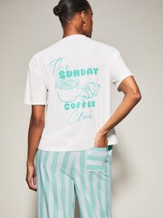 KBX Coffee Stripe Trousers and T-Shirt Set - 6şəkildən 2 şəkil