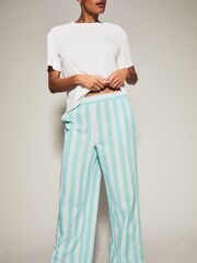 KBX Coffee Stripe Trousers and T-Shirt Set - 6şəkildən 4 şəkil
