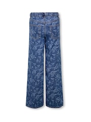 ONLY KIDS High Waist Wide Leg Rose Print Jeans - 圖片 2/3
