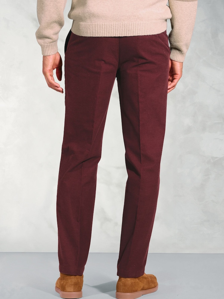 Brook Taverner Red Regular Fit Cotton Moleskin Trousers - Image 2 of 3