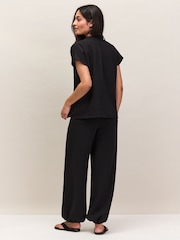 Negro - Ro&Zo Cheesecloth Drawstring Cuff Trousers - Imagen 4 de 8