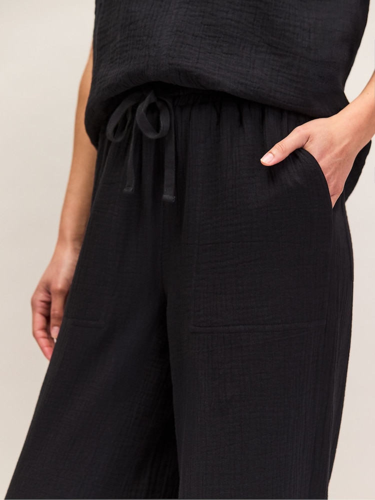 Negro - Ro&Zo Cheesecloth Drawstring Cuff Trousers - Imagen 8 de 8
