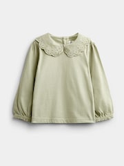 JoJo Maman Bébé Sage Green Broderie Collar Top - Image 1 of 4