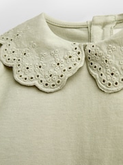 JoJo Maman Bébé Sage Green Broderie Collar Top - Image 3 of 4