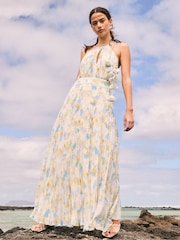 Ro&Zo Allegra Watercolour Floral Pleated Maxi Dress - Larawan 1 ng 3
