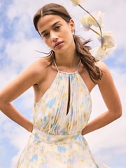 Ro&Zo Allegra Watercolour Floral Pleated Maxi Dress - Larawan 3 ng 3