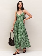 Ro&Zo Green Fan Print Beaded Strap Dress - Image 1 of 4