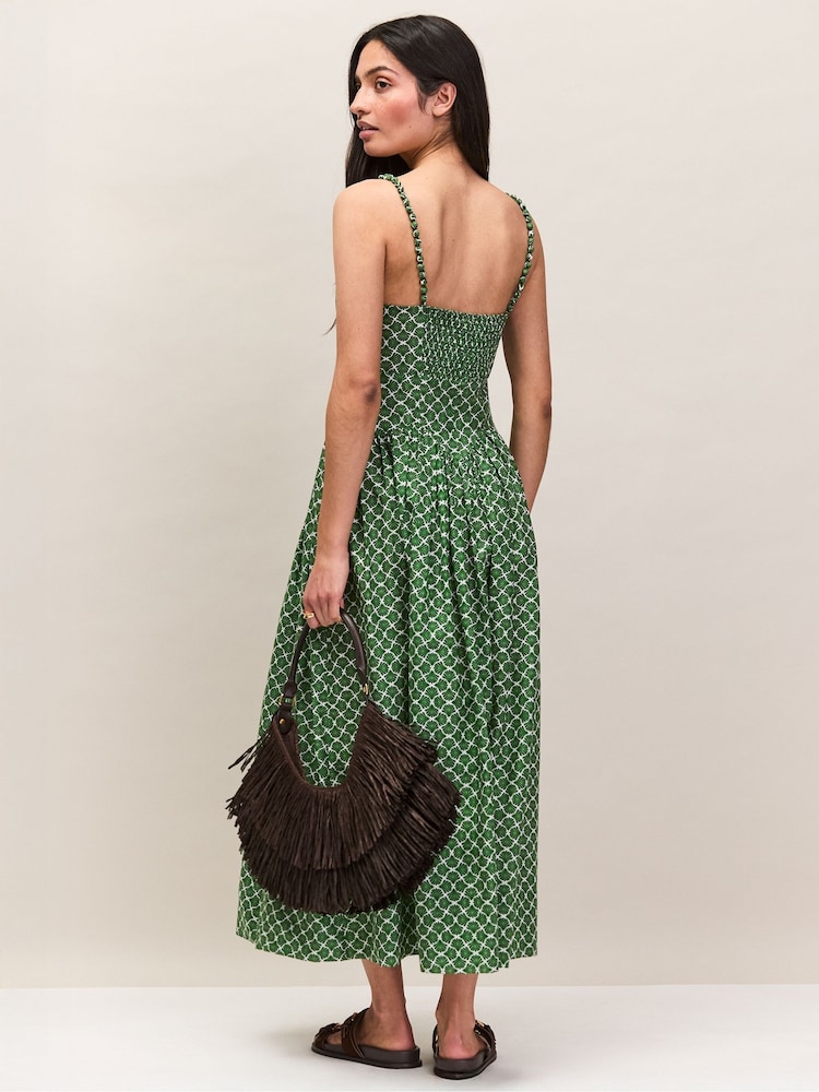 Ro&Zo Green Fan Print Beaded Strap Dress - Image 4 of 4