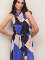 Ro&Zo Blue Abstract Print Cowl Neck Top - Image 4 of 7