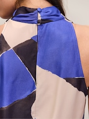 Ro&Zo Blue Abstract Print Cowl Neck Top - Image 6 of 7