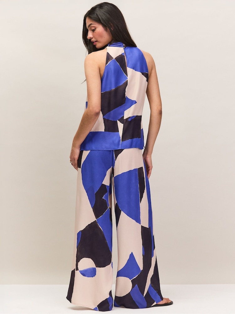 Ro&Zo Blue Abstract Print Cowl Neck Top - Image 7 of 7