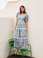 Ro&Zo Blue Petite Floral Print Trim Insert Dress - Image 3 of 8