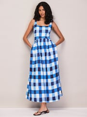 Ro&Zo Blue Gingham Raya Square Neck Dress - Image 2 of 6