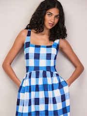 Ro&Zo Blue Gingham Raya Square Neck Dress - Image 4 of 6
