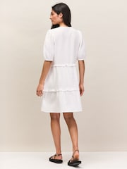 Ro&Zo Ivory White Petite Cheesecloth Frill-Detail Mini Dress - Image 7 of 7