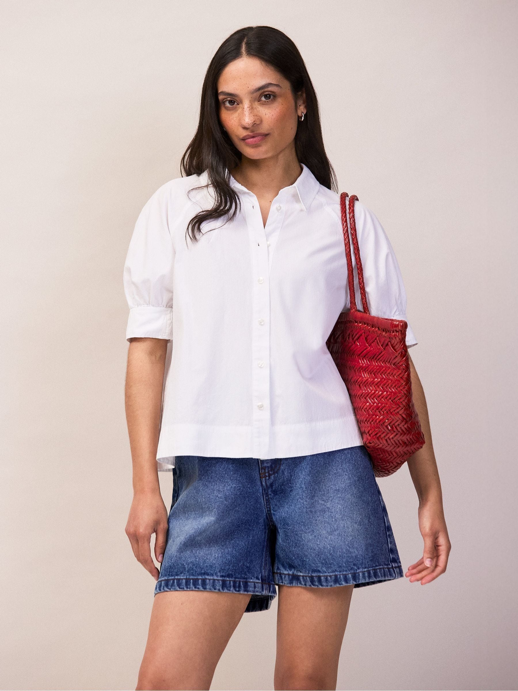 Buy Ro&Zo White Cotton Poplin Short Sleeve Shirt from Next Canada