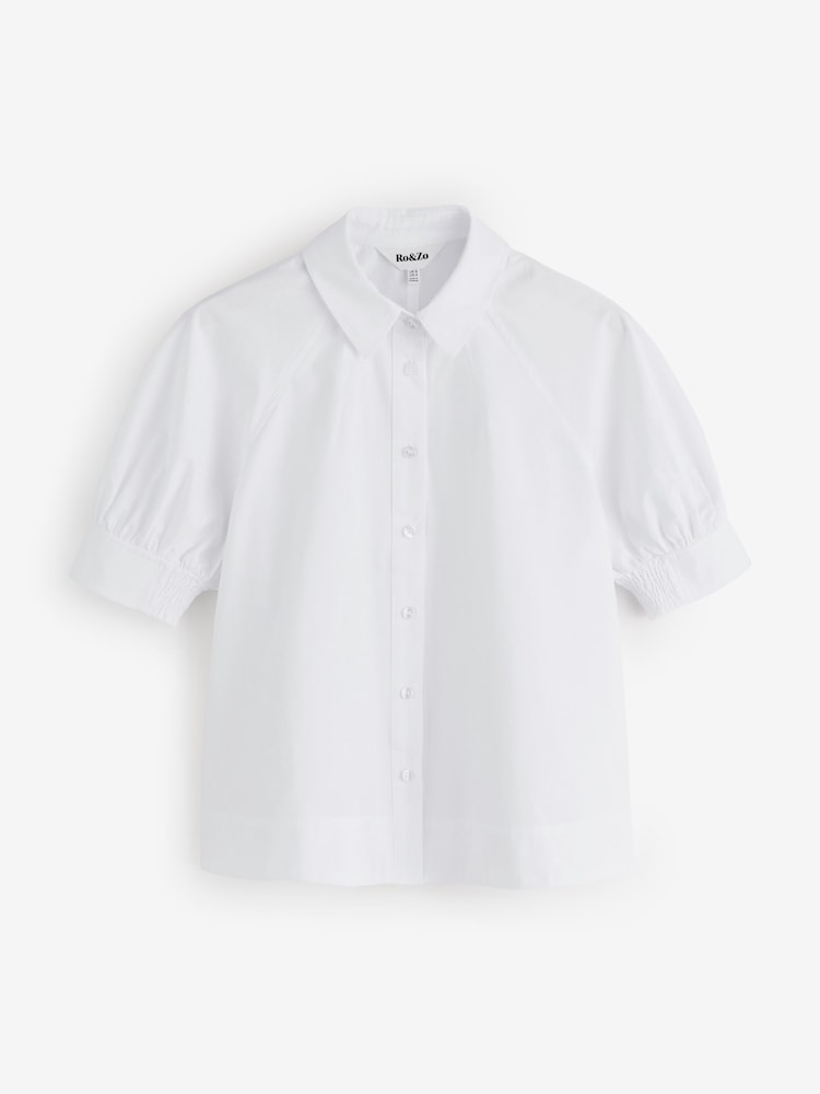 Ro&Zo White Cotton Poplin Short Sleeve Shirt - Image 1 of 1