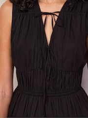 Ro&Zo Black Black Cotton Voile Tie Front Top - Image 4 of 6