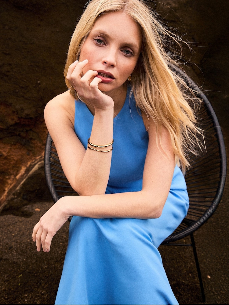 Ro&Zo Blue Natural Linen Blend Halter Top - Image 1 of 5