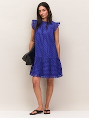Ro&Zo Blue Broderie Mini Dress - Image 4 of 5