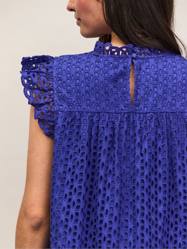 Ro&Zo Blue Broderie Mini Dress - Image 5 of 5