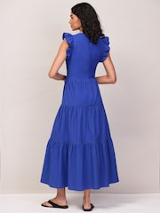 Ro&Zo Cobalt Blue Tie Front Poplin Dress - Image 6 of 7