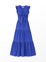 Ro&Zo Cobalt Blue Tie Front Poplin Dress - Image 7 of 7