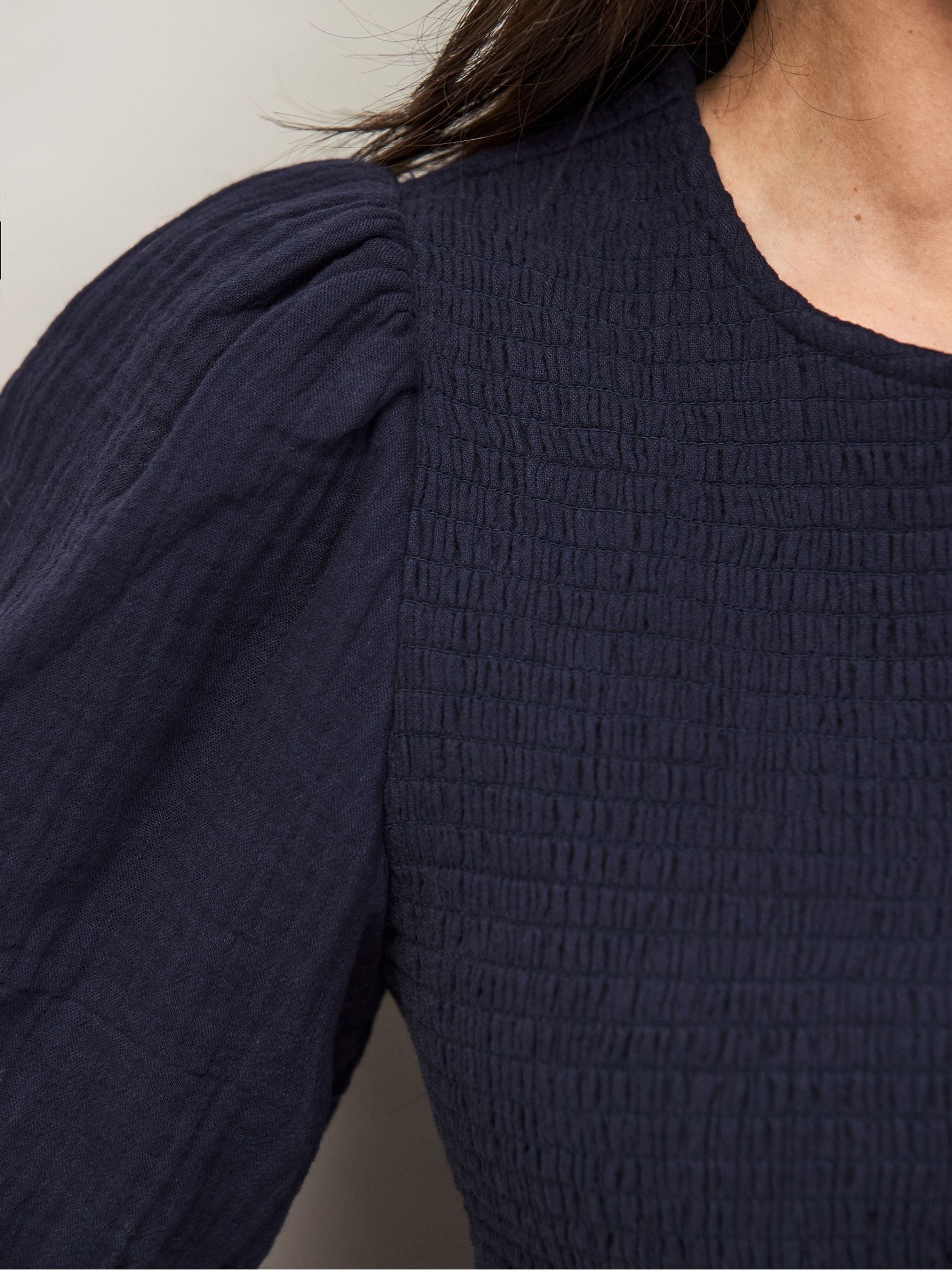 Buy Ro&Zo Navy Blue Cheesecloth Shirred Top from Next USA