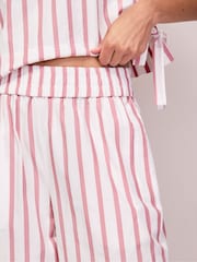 Ro&Zo White Petite Pink Stripe Cotton Blend Trousers - Image 4 of 6