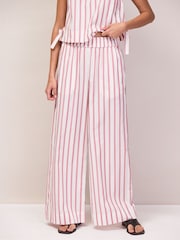 Ro&Zo White Petite Pink Stripe Cotton Blend Trousers - Image 5 of 6