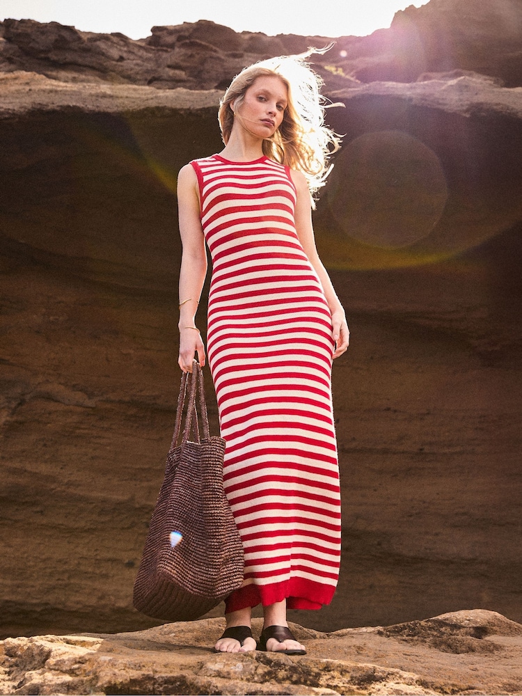 Ro&Zo Red Stripe Knit Midi Dress - Image 1 of 6