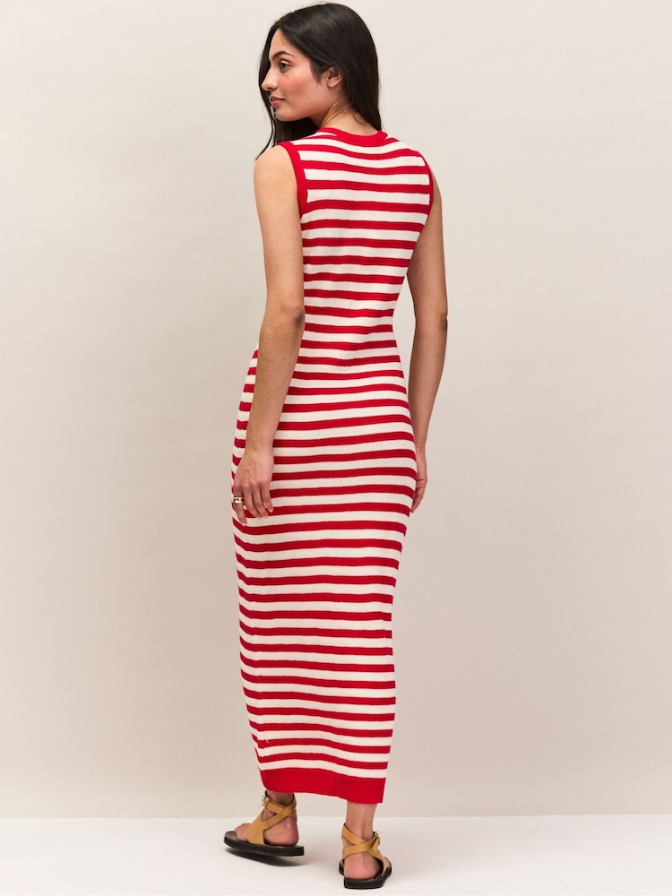 Ro&Zo Red Stripe Knit Midi Dress - Image 6 of 6