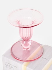 Oliver Bonas Set of 2 Pink Lucia Glass Candlestick Holders - Image 5 of 6