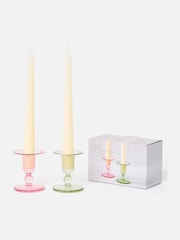 Oliver Bonas Set of 2 Pink Lucia Glass Candlestick Holders - Image 6 of 6
