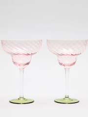 Oliver Bonas Set of 2 Pink Java Margarita Glass - Image 1 of 5