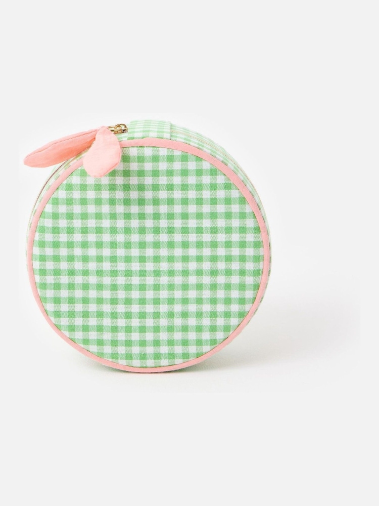 Oliver Bonas Green Gingham Round Jewellery Box - Image 6 of 6