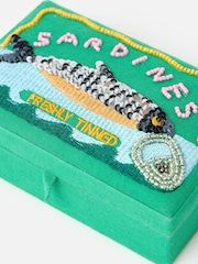 Oliver Bonas Green Sardines Beaded Jewellery Box - Image 6 of 6