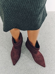 Burgundy Red Standard fit Forever Comfort® Slouch Leather Sock Boots - Image 3 of 5