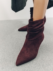 Burgundy Red Standard fit Forever Comfort® Slouch Leather Sock Boots - Image 4 of 5