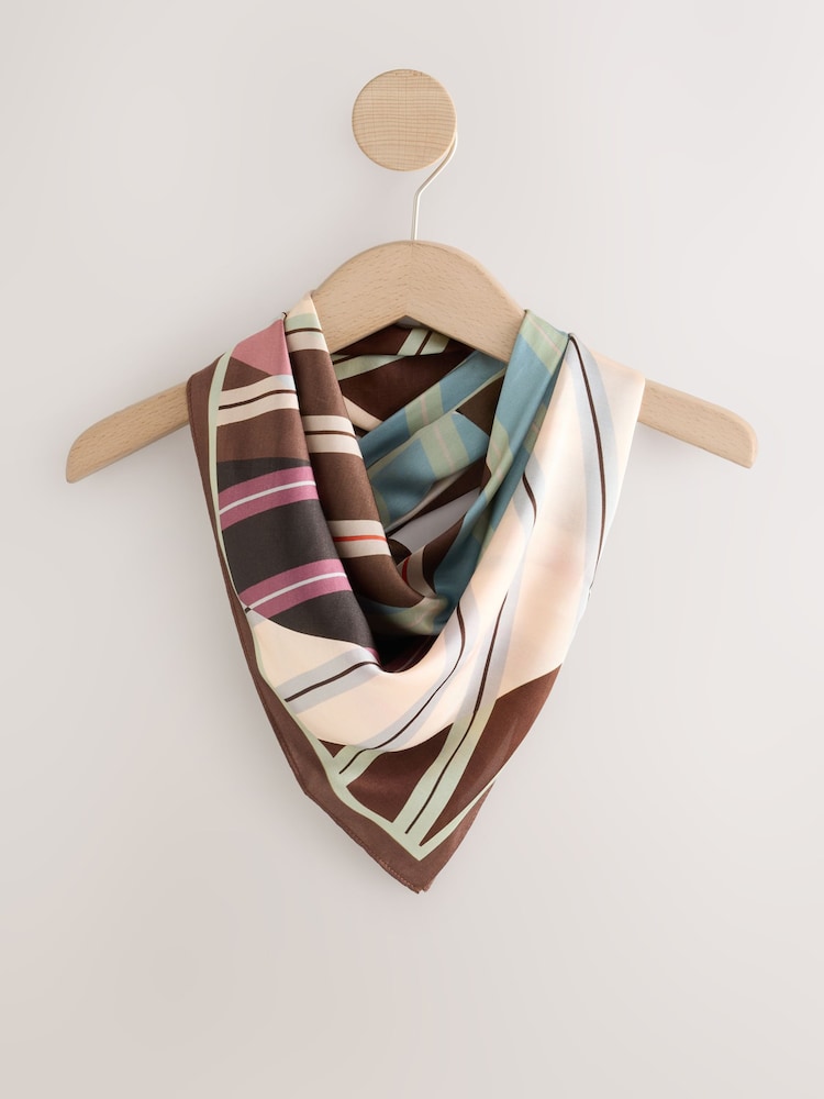 Brown Geometric Lightweight Square Scarf - Image 1 of 4