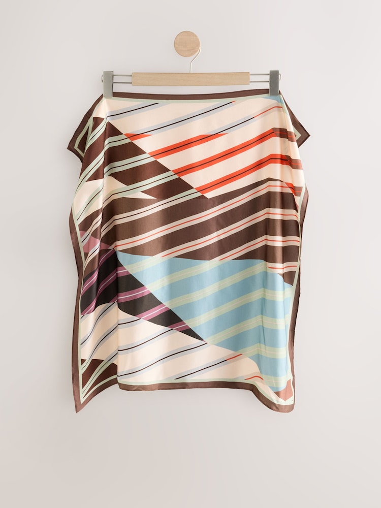 Brown Geometric Lightweight Square Scarf - Image 2 of 4