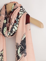 Pink Butterfly Print Lightweight Scarf - Image 6 of 7