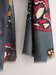 Dark Grey Butterfly Print Lightweight Scarf - Image 3 of 3