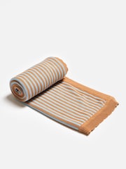 Oliver Bonas Blue Terracotta Stripe Knitted Throw - Image 1 of 5