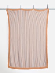 Oliver Bonas Blue Terracotta Stripe Knitted Throw - Image 2 of 5