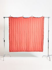 Oliver Bonas Blue Rust Reversible Velvet Frill Quilted Quilt - Image 3 of 5
