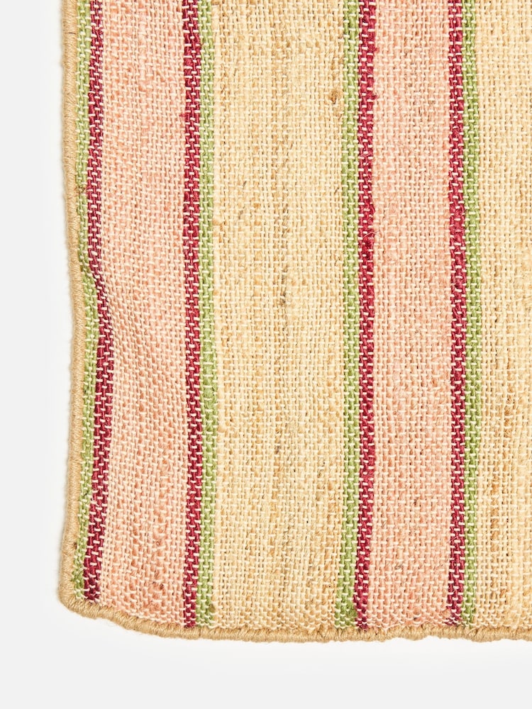 Oliver Bonas Pink Caló Striped Jute Runner Rug - Image 2 of 5