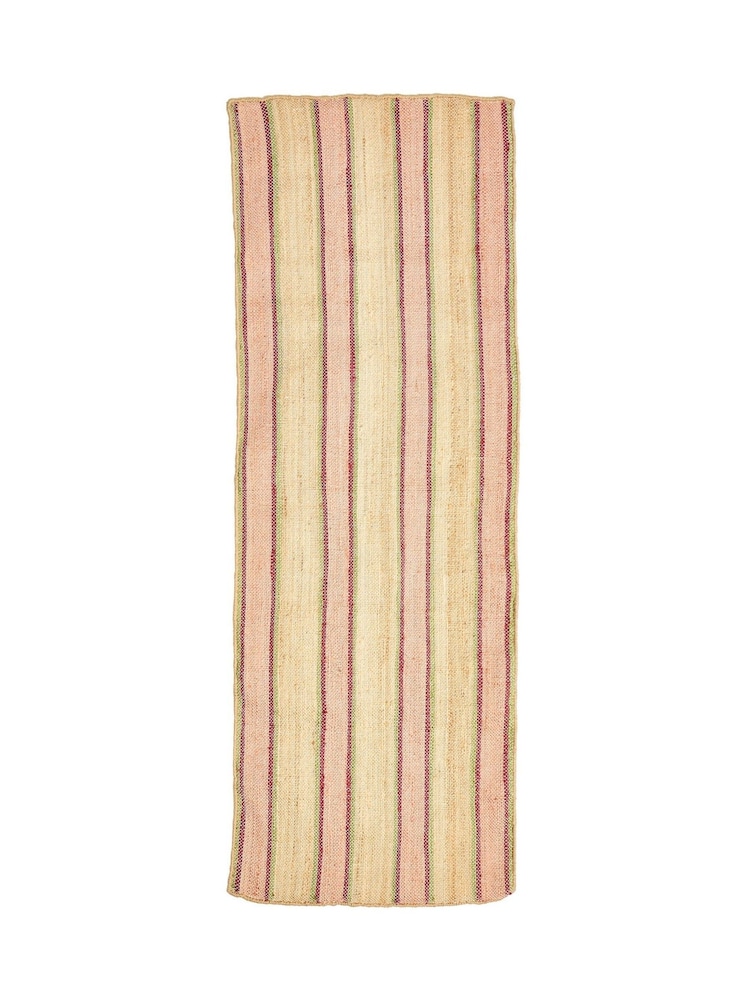 Oliver Bonas Pink Caló Striped Jute Runner Rug - Image 5 of 5