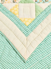 Oliver Bonas Green Cream Patchwork Diamond Pastel Multicolour Velvet Quilt - Image 6 of 6