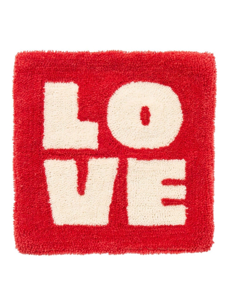 Oliver Bonas Red Love Tufted Cushion Cover 45x45cm - Image 6 of 6